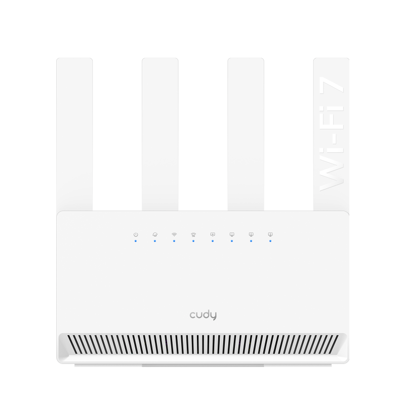CUDY Router BE3600 Gigabit Dual Band Wi-Fi 7, Chipset Broadcom, standard 802.11be/ax/ac/a/b/g/n, 2882Mbps la 5GHz + 688Mbps la 2.4GHz, 4 x porturi 10/100/1000Mbps, 4 x 5dBi antene fixe, WiFi router/AP/ Repeater/WISP Mode, PPTP/L2TP/OpenVPN/WireGuard, MLO, MU-MIMO, Guest network, WPS, DDNS, IPv6