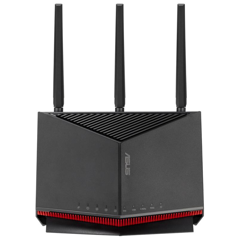Router Asus Dual-Band RT-BE86U, WIFI-7, Standarde wireless: IEEE 802.11a, IEEE 802.11b, IEEE 802.11g, WiFi 4 (802.11n), WiFi 5 (802.11ac), WiFi 6 (802.11ax), WiFi 7 (802.11be), IPv4, IPv6, Segment Produs: BE6800, Viteza wireless: 1032+5764 Mbps, 4 x antene externe, Procesor: 2.6GHz quad-core