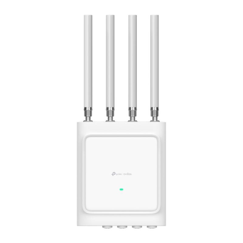 Omada AX3600 Indoor/Outdoor Dual-Band Wi-Fi 6 Access Point PORT: 1×2.5G RJ45 Port + 1×Gigabit RJ45 Port(Support Poe Out)+1× 1G/10G SFP+ Port SPEED: 1148Mbps at 2.4 GHz + 2402 Mbps at 5 GHz FEATURE: 802.3at/bt PoE , ,IP68 Weatherproof, 4×N-Type Dual-Band Antennas , Bluetooth ,MU-MIMO, Seamless