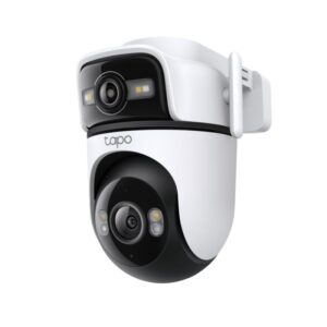 Outdoor Dual Lens Pan/Tilt Security Camera SPEC:2K (2304x1296) & 2K (2304x1296), 2.4 GHz, 2 × External Antennas,1 × Ethernet Port ,Horizontal 360º FEATURE: Dual Lens , Pan/Tilt, Color Night Vision, Smart AI Detection and Notifications (motion, people, pets, cars ), Motion Tracking, Sound and Light