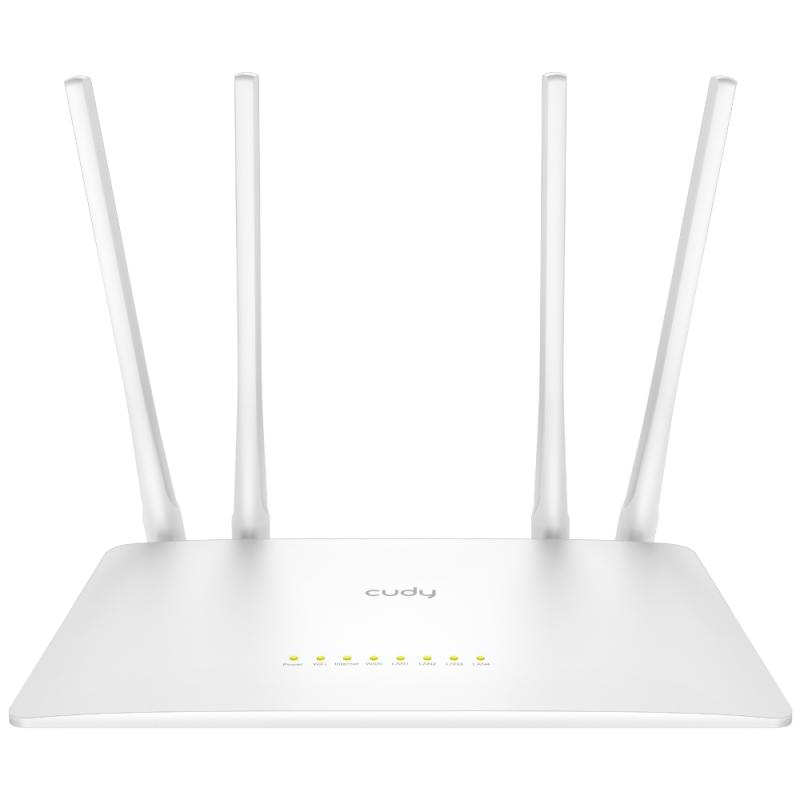CUDY AC1200 Dual Band Wi-Fi Router, Chipset MediaTek, 802.11ac/a/b/g/n, 867Mbps at 5GHz + 300Mbps at 2.4GHz, 5 × 10/100Mbps Ports, WiFi router/AP/ Repeater/WISP Mode,4 5dBi fixed antennas, WPA3, Guest network, WPS, DDNS, VPN Client, IPv6,TR069/TR098/TR111/TR181, Cudy APP