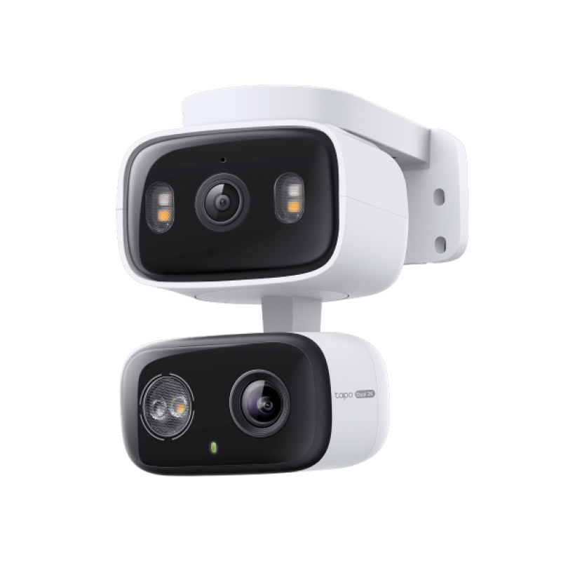 Camera Dual Lens Indoor/Outdoor TP-Link, senzor 1/2.8" Progressive Scan CMOS Starlight Sensor, lentile fixe: Focal Length: 2.8 mm, Aperture: F1.6, lentile PT: Focal Length: 6.0 mm, Aperture: F1.6, night vision 850 nm IR LED (40 ft / 12 m), rezolutie maxima 2304 × 1296 px, frame rate 15 fps, zoom