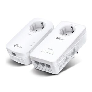 AV1300 Gigabit Passthrough Powerline AC1200 Wi-Fi Kit KIT: 1× TL-WPA8631P + 1× TL-PA8010P TL-WPA8631P: SPEED: 300 Mbps at 2.4 GHz + 867 Mbps at 5 GHz, 1300 Mbps Powerline SPEC: Qualcomm CPU, 3× Gigabit Ports, AC-Passthrough, Wall Plugged, HomePlug AV2 FEATURE: Plug and Play, tpPLC Utility, tpPLC