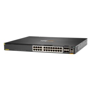 Alternative view of HPE Aruba Networking CX 6300M 24-port HPE Smart Rate 1/2.5/5GbE Class 6 PoE and 4-port SFP56 Switch
