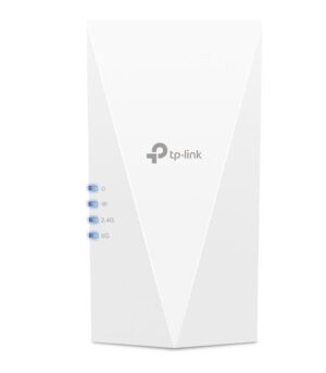 Alternative view of TP-link AX1800 Wi-Fi6 Range Extender, RE600X, Dual-Band, Standarde wireless: IEEE 802.11a/n/ac/ax 5GHz, IEEE 802.11b/g/n/ax 2.4GHz, interfata: 1 x 10/100/1000, Dimensiuni: 78×36×149 mm, 2 x antene interne, viteza wireless: 574 Mbps la 2.4GHz, 1201 Mbps la 5GHz.