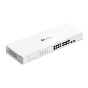 TP-LINK 16-Port Gigabit Smart Switch with 16× Gigabit RJ45 ports and 2× Gigabit SFP slots