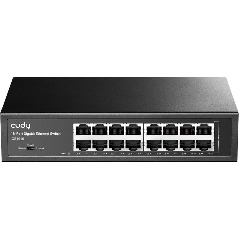 CUDY 16-Port Gigabit Light Managed Switch, 16 Gigabit RJ45 Ports, Rack- mountable Steel Case(Rack-Mount kits included), Power Saving, Plug & Play, Managed/VLAN/Extend working mode DIP switch, Local management via WEB GUI, support STP/RSTP, 802.1Q/Port Based/Voice VLAN, Static Link Aggregation