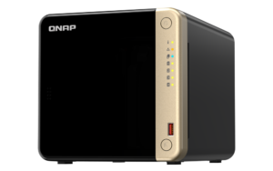 NAS QNAP 464 4-Bay, CPU Intel Celeron N5105/N5095 4-core/4-thread Processor, RAM 8 GB DDR4 (onboard, not expandable), HDD 4 x 2.5"/3.5" SATA 6Gbps + 2 x M.2 2280 PCIe Gen 3 x1 SSD slots (neincluse), LAN: 2 x 2.5GbE (optional 10GbE expansion via a PCIe card), USB3.2 Gen2: 2 x Type-A USB2.0: 2, tower