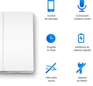 Alternative view of TP-LINK TAPO S220 intrerupator inteligent dublu (NECESITA HUB TAPO), Wireless: 868 MHz, incarcare maxima: 600 W LED/600W CFL/1000W INC/1000WFTL/Ventilator de 50 W, Dimensiuni: 87.1 × 86 × 41 mm, Alimentare: 2× Baterii AAA 1.5 V