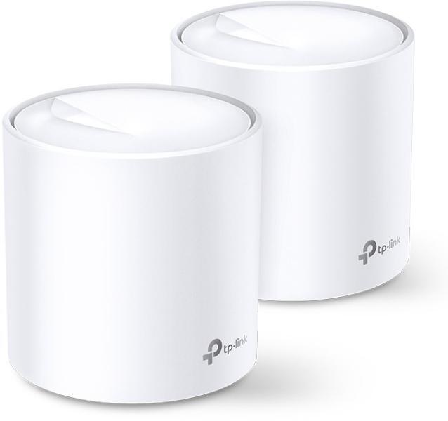 TP-Link AX3000 whole home mesh Wi-Fi 6 System, Deco X60(2-pack); Standarde Wireless: IEEE 802.11 ax/ac/n/a 5 GHz, IEEE 802.11 ax/n/g/b 2.4 GHz, 2 LAN/WAN Gigabit Ethernet Ports, Qualcomm 1 GHz Quad-core CPU, 4 internal antennas per Deco unit, 2402 Mbps (5 GHz), 574 Mbps (2.4 GHz).