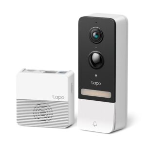 TP-Link Sonerie video smart TAPO D230S1, Senzor: 1/2.7“, Lentile F/NO: 2.1, IR pana la 7m, Rezistenta la ap: IP64, Unghi vizualizare: 160° pe diagonală, Rezolutie: 2K 5MP (2560 × 1920px), Compresie video: H.264, Microfon și difuzor încorporate, Standarde și Protocoale: IEEE 802.11b/g/n, 2.4 GHz