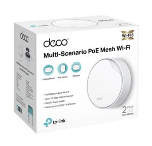 Alternative view of TP-Link AX3000 whole home mesh Wi-Fi 6 System, Deco X50-POE(2-pack); Dual- Band, Standarde Wireless: IEEE 802.11ax/ac/n/a 5 GHz, IEEE 802.11ax/n/b/g 2.4 GHz ,viteza wireless: 5 GHz: 2402 Mbps, 2.4 GHz: 574 Mbps, 2 x antene interne, 2×2 MU-MIMO, Mod Router, Mod Access Point, interfata: 1 x