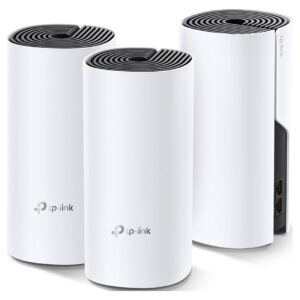 TP-Link Sistem Mesh Wi-Fi pentru întreaga casă AC1200, DECO M4(3-PACK); Procesor: Quad-core CPU; Interfață: 2 Gigabit Ethernet Ports (WAN/LAN auto-sensing) per Deco unit; 2 internal dual-band antennas per Deco unit; Flash: 16 MB; SDRAM: 128 MB; Standarde Wireless: IEEE 802.11 ac/n/a 5 GHz, IEEE