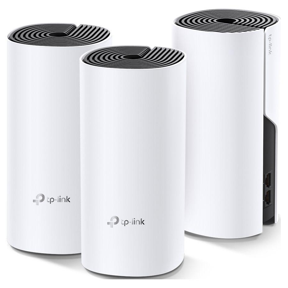 TP-Link Sistem Mesh Wi-Fi pentru întreaga casă AC1200, DECO M4(3-PACK); Procesor: Quad-core CPU; Interfață: 2 Gigabit Ethernet Ports (WAN/LAN auto-sensing) per Deco unit; 2 internal dual-band antennas per Deco unit; Flash: 16 MB; SDRAM: 128 MB; Standarde Wireless: IEEE 802.11 ac/n/a 5 GHz, IEEE