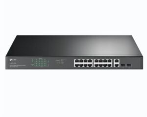 "18-Port Gigabit Rackmount Switch with 16-Port PoE+ PORT: 16× Gigabit PoE+ Ports, 2× Gigabit Non-PoE Ports, 2× Combo Gigabit SFP Slots SPEC: 802.3at/af, 250 W PoE Power, 1U 19-inch Rack-mountable Steel Case FEATURE: Plug and Play"