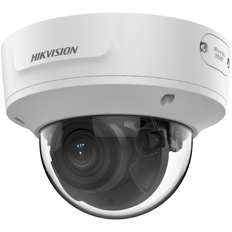 Camera de supraveghere IP Dome 6MP Hikvision DS-2CD2763G2-IZS(2.8-12MM), lentila varifocala: 2.8-12mm, iluminare min: Color: 0.005 Lux @ (F1.6, AGC ON), B/W: 0 Lux cu IR: 30m, interfata audio: 1/1, alarma: 1/1, slot card de memorie: microSD maxim 512GB, alarma la evenimente: Motion detection (human