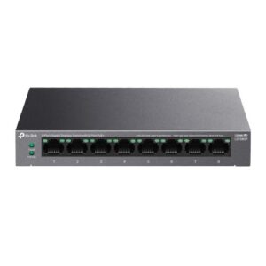 TP-LINK 5-PORT GIGABIT SWITCH LS108GP, interfata 8× 10/100/1000Mbps RJ45 Ports (Ports 1–8 supports 802.3af/at PoE+), AUTO Negotiation, AUTO MDI/MDIX, porturi Standard: 802.3 af/at compliant, PoE Ports: Ports 1–8, pana la 30 W PoE output per port, PoE Budget: 62 W, dimensiuni 6.2× 3.9×1.0 in