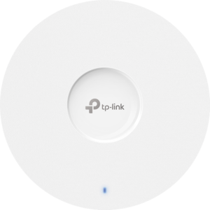 "Omada AX6000 Ceiling Mount Dual-Band Wi-Fi 6 Access Point PORT: 1×2.5G RJ45 Port SPEED:1148Mbps at 2.4 GHz + 4804 Mbps at 5 GHz FEATURE: 802.3at POE+ and 12V DC (Power Adapter is not included), 4×Internal Antennas, MU-MIMO, 160MHz Supported, Seamless Roaming, Band Steering, Beamforming, Load