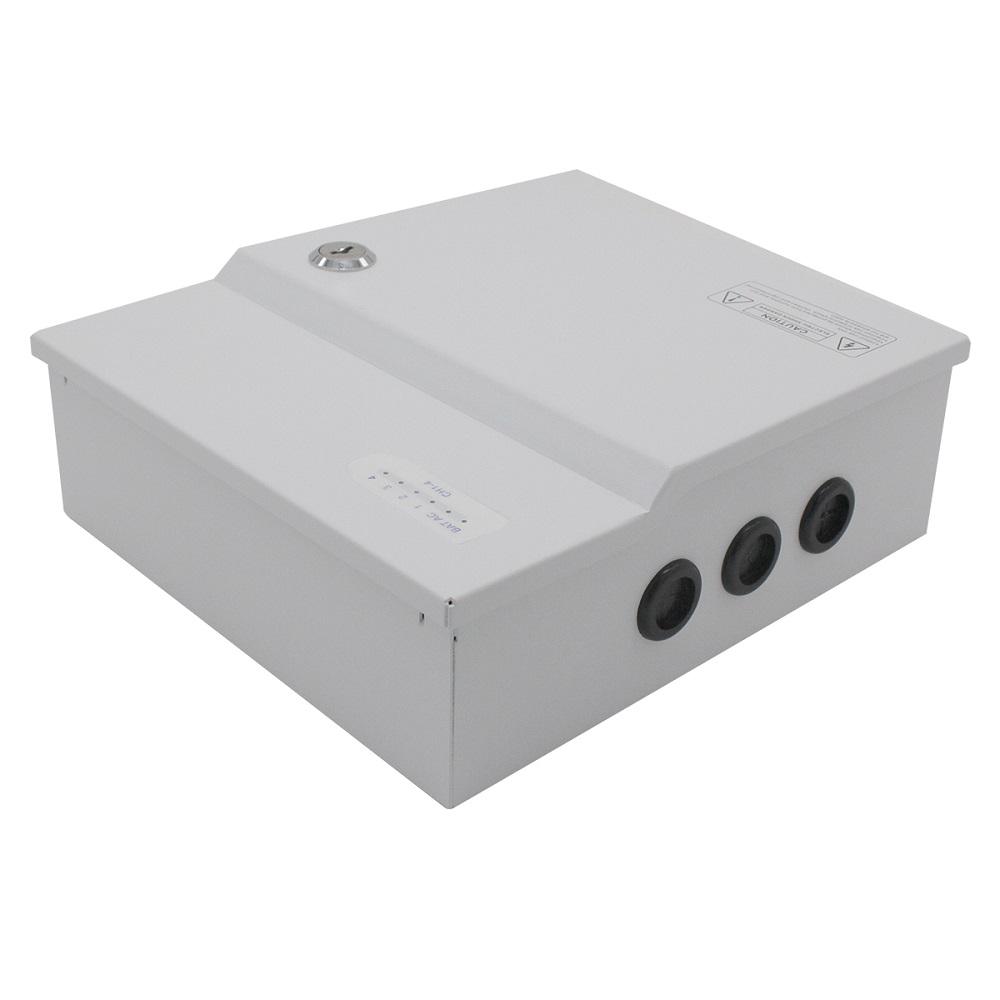 Sursa de alimentare 10A cu back up si 9 canale protejate pentru sisteme CCTV, STD-XWU120-12-9, 9 iesiri protejate PTC, LED stare pentru fiecare canal, tensiune intrare: 100-240V AC,47-63Hz; tensiune iesire: DC12V 10A, 120W, carcasa metal, intrare pentru acumulator de 7Ah 12V( nu este inclus)