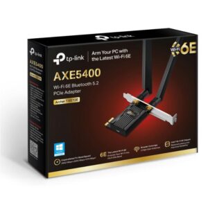 Alternative view of Adaptor wireless TP-Link, Archer TXE72E, AX5400, 2 x antene externe Dual-Band 5Ghz, 2.4 Ghz, PCI-E WI-FI 6E dimensiuni: 55 × 36 × 11.5 mm, Bluetooth 5.2.