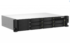 NAS QNAP 873AEU 8-Bay, CPU AMD Ryzen V1000 series V1500B 4C/8T 2.2 GHz, RAM 4GB (1x4GB) DDR4 SODIMM  (max. 64GB total, optional ECC RAM support), HDD: 8 x 2.5"/3.5" SATA 6Gbps, 2x M.2 2280 PCIe Gen3 x1 (neincluse), LAN: 2 x 2.5GbE, optional 10GbE expansion via a PCIe card, USB3.2 Gen2: 4 (2 x USB-C