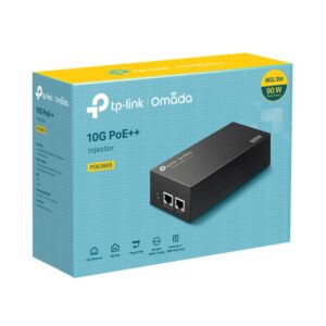 Alternative view of "Omada 10G PoE++ Injector Adapter PORT: 1× 10Gbps PoE Port, 1× 10Gbps Non-PoE Port SPEC: 802.3bt/at/af Compliant, 90 W PoE Power, Data and Power Carried over the same cable, Steel Case"