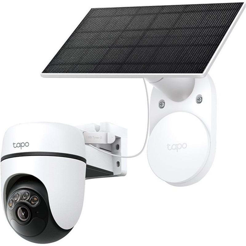 Solar-Powered Pan/Tilt Security Camera Kit SPEC:2K 3MP(2304×1296), 2.4 GHz, 6700mAh rechargeable lithium-ion battery, Solar panel (5.2V, 2.5W) FEATURE: Pan/Tilt, Non-Stop Power, Smart Detection and Notifications (motion, people), Color Night Vision, Sound and Light Alarm, Remote Control, Two-Way