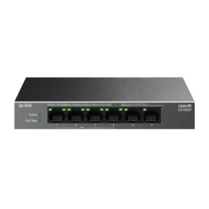 Alternative view of "6-Port 10/100 Mbps Desktop Switch with 4-Port PoE PORT: 4× 10/100 Mbps PoE Ports, 2× 10/100 Mbps Non-PoE Ports SPEC: 802.3af, 41 W PoE Power, Desktop Steel Case FEATURE: Extend Mode for 250m PoE Transmitting, PoE Auto Recovery, Plug and Play"