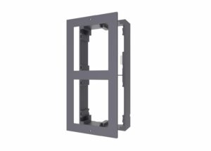 Panou frontal pentru 2 module de videointerfon modular Hikvision DS-KD-ACW2; permite conectarea a 2 module de interfon modular; mont areaplicata; material aluminiu; dimensiuni: 219mm x 107mm × 4mm;