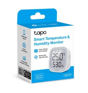 Alternative view of TP-LINK TAPO T315, Monitor smart de temperature si umiditate (necesită Hub Tapo), Wireless: 868 / 922 MHz, Acuratete temperature: ±0.3°C, Acuratete umiditate: ±3%RH, Dimensiuni: 62 × 62 × 24.5 mm, Alimentare: 2 × AAA/LR03 battery