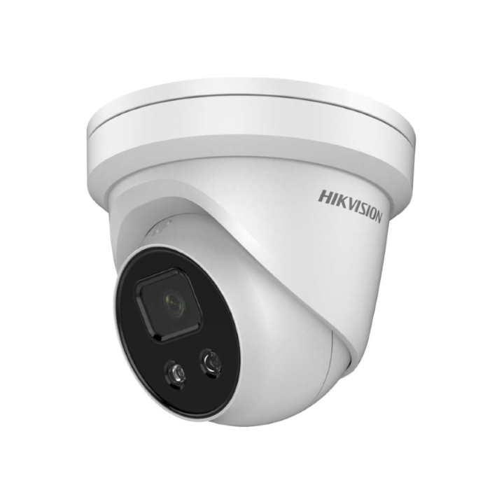 Camera supraveghere Hikvision IP turret DS-2CD2386G2-ISU/SL(2.8mm)C, 8MP, Acusens - filtrarea alarmelor false dupa corpul uman si masini, alarma vizuala(lumina stroboscopica) si alarma audio pentru avertizarea intrusilor, audio bidirectional, low-light performance powered by DarkFighter technology