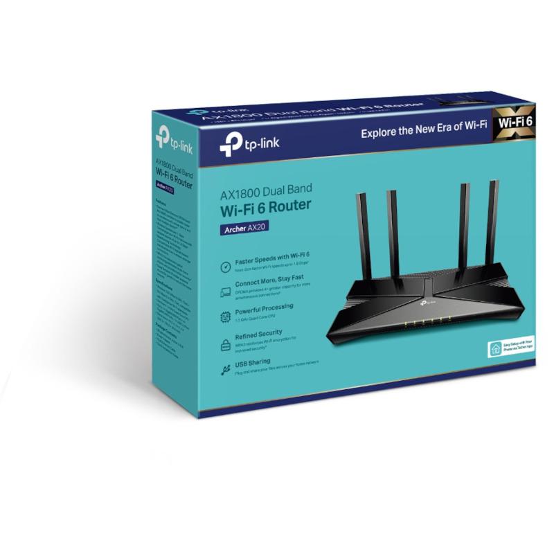 Router wireless TP-LINK Gigabit Archer AX20, Ax1800, WiFI 6, Dual-Band - imagine 3