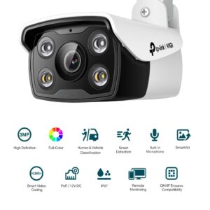Alternative view of Camera IP Bullet TP-Link VIGI C330(2.8mm), 3MP, Lentila 2.8mm, IR+WL 30ml, rezolutie video 2304 × 1296, +/H.265/H.264+/H.264,