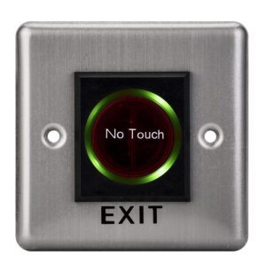 Buton de iesire cu infrarosu, incastrabil, ND-EB15-2;Iesire contact:NO/NC; Icon: No Touch; LED stare Bi-color: albastru- verde; Distanta actionare: 5-15cm; Dimensiuni: (L x W x H)86 x 86 x 25mm;