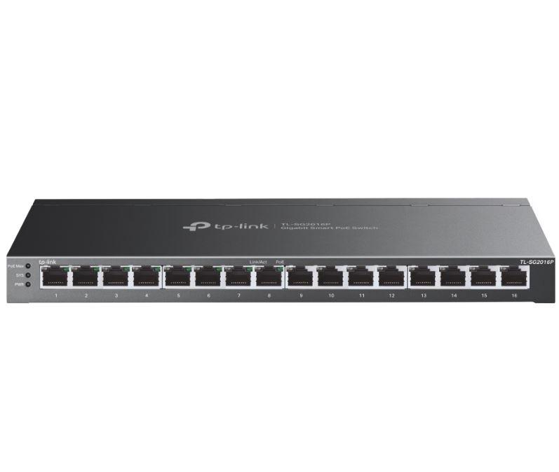 "JetStream™ 16-Port Gigabit Smart Switch with 8-Port PoE+ PORT: 8× Gigabit PoE+ Ports SPEC: 802.3af/at, 120 W PoE Power, Desktop Steel Case FEATURE: Integration with JetStream™ SDN Controller, Static Routing, 802.1Q VLAN, STP/RSTP/MSTP, IGMP Snooping, 802.1p/DSCP QoS, ACL, 802.1x, Radius/Tacacs+