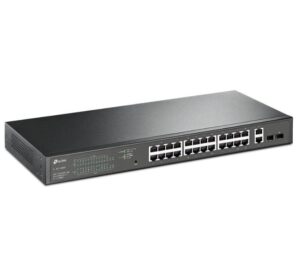 Alternative view of "28-Port Gigabit Easy Smart Switch with 24-Port PoE+ PORT: 24× Gigabit PoE+ Ports, 2× Gigabit Non-PoE Ports, 2×  Gigabit SFP Slots SPEC: 802.3at/af, 250 W PoE Power, 1U 19-inch Rack-mountable Steel Case FEATURE: PoE Auto Recovery, MTU/Port/Tag-based VLAN, QoS, IGMP Snooping, Web/Utility Management