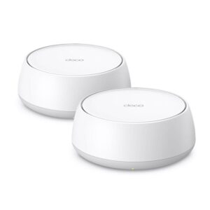 Alternative view of BE3600 Whole Home Mesh Wi-Fi 7 System SPEED: 688 Mbps at 2.4 GHz + 2880 Mbps at 5 GHz SPEC: Internal Antennas, 2 × 2.5 Gigabit Ports (WAN/LAN auto-sensing), 160MHz for 5 GHz, 4-Stream FEATURE: Deco App, Router/AP Mode, IPv6, IPTV, HomeShield (Parental Controls, Antivirus, QoS, Reports), AI Mesh