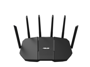 Alternative view of ASUS RT-BE90U BE9400 AiMesh. WAN connection type: RJ-45. Wi-Fi band: Tri-band (2.4 GHz / 5 GHz / 6 GHz), Top Wi-Fi standard: Wi-Fi 7  (802.11be), WLAN data transfer rate (max): 9400 Mbit/s. Ethernet LAN interface type: 2.5 Gigabit Ethernet, Ethernet LAN data rates:  2500 Mbit/s, VPN support: nstant