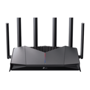 Alternative view of BE6500 Dual-Band Wi-Fi 7 Gaming Router SPEED: 688 Mbps at 2.4 GHz + 5765 Mbps at 5 GHz SPEC: 6× external Antennas, 2.0 GHz Quad-Core CPU, 1*2.5 Gbps WAN port + 1*2.5 Gbps LAN port + 3*1 Gbps LAN ports, 1*USB 3.0 Port, MLO, 4096-QAM, OFDMA, HE160 on 5GHz FEATURE: Tether App, WPA3, Access Point Mode