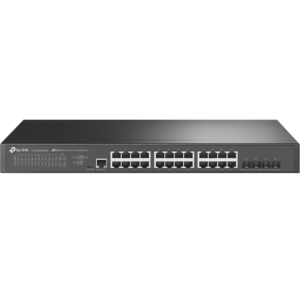 Alternative view of "JetStream™ 24-Port 2.5GBASE-T L2+ Managed Switch with 4 10GE SFP+ Slots PORT: 24× 2.5G RJ45 Ports, 4× 10G SFP+ Slots, RJ45/Micro-USB Console Port SPEC: 1U 19-inch Rack-mountable Steel Case FEATURE: Integration with JetStream™ SDN Controller, Static Routing, OAM, DDM, 802.1Q VLAN, QinQ