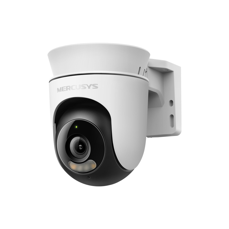 Outdoor Pan/Tilt Security Wi-Fi Camera SPEC: 2K resolution (2304*1296), Pan and Tilt (360° Horizontal), Built- in microphone and speaker, Color Night Vision, 2.4GHz Wi-Fi FEATURE: MERCUSYS APP, Pan/Tilt, Smart Detection and Notification (Motion & Person), Motion Tracking, Sound and Light Alarm - imagine 2