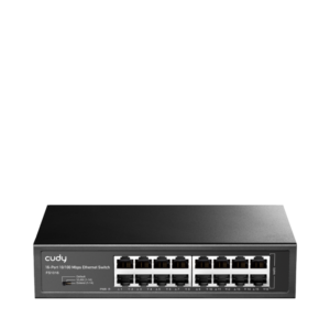 Alternative view of CUDY 16-Port 10/100 Mbps Switch, 16 10/100 Mbps RJ45 Ports, Switch/VLAN/Extend working mode DIP switch, Rack-mountable Steel Case, Power Saving, Plug & Play, Rack-Mount kits included