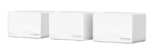 Alternative view of BE3600 Whole Home Mesh Wi-Fi 7 System SPEED: 688 Mbps at 2.4 GHz + 2880 Mbps at 5 GHz SPEC: Internal Antennas, 3× Gigabit Ports per Unit (WAN/LAN auto- sensing), MLO, 4096-QAM, OFDMA, EHT160 on 5GHz FEATURE: MERCUSYS APP, Router/AP Mode, One Unified Network, Seamless Roaming, Easy Expansion