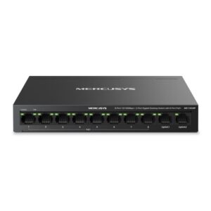 Alternative view of Switch desktop Mercusys 8-Port 10/100 Mbps + 2-Port Gigabit Desktop Switch with 8-Port PoE+, IEEE 802.3x Flow Control, 5.6 Gbps, dimensiuni 6.7 × 3.9 × 1.1 in (171 × 98 × 27 mm)