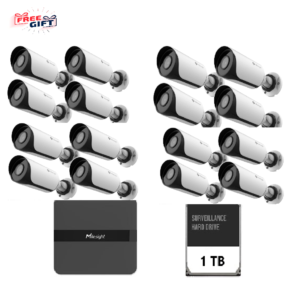 Alternative view of Kit supraveghere video Milesight 16 buc camera Bullet MS-C2964-UPD + 1buc NVR MS-N5016-PE