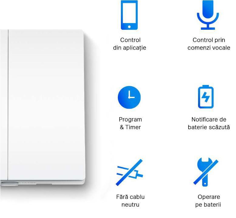 TP-LINK TAPO S220 intrerupator inteligent dublu (NECESITA HUB TAPO), Wireless: 868 MHz, incarcare maxima: 600 W LED/600W CFL/1000W INC/1000WFTL/Ventilator de 50 W, Dimensiuni: 87.1 × 86 × 41 mm, Alimentare: 2× Baterii AAA 1.5 V - imagine 5