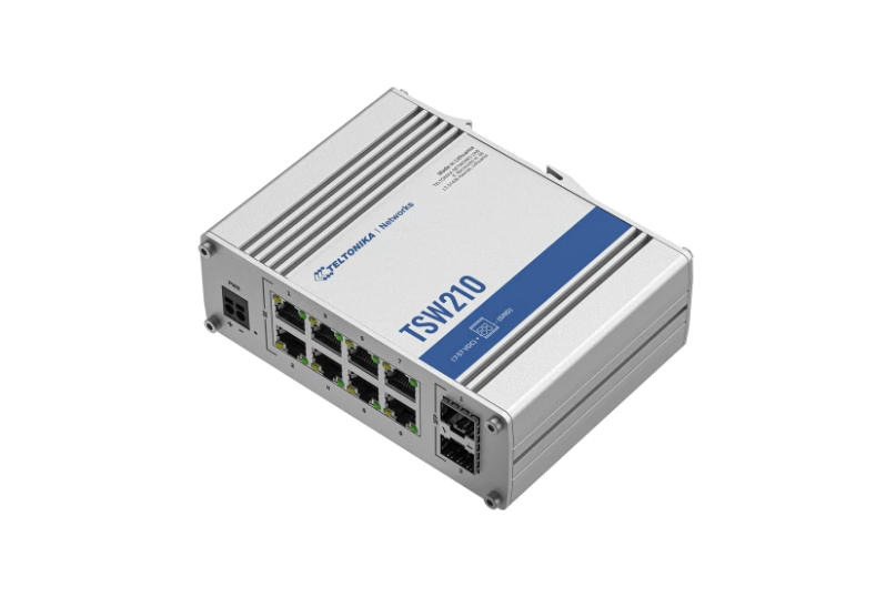 TELTONIKA INDUSTRIAL 8PORT UNMANAGED SWITCH TSW210, Interfata: 8 x ETH ports, 10/100/1000 Mbps, supports auto MDI/MDIX crossover, 2 x SFP ports, Standarde retea: 802.3i, 802.3u, 802.3ab, 802.3x, 802.3az, 802.3ad, Latime banda: 20 Gbps, Carcasa aluminiu, Dimensiuni: 132 x 44.2 x 95.1 mm, Greutate - imagine 6