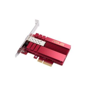 Alternative view of ASUS 10G PCIe Network Adapter; SFP+ port for Optical Fiber Transmission and DAC cable, Hyper-fast 10Gbps, built-in cooling,  Built-in QoS technology, Direct-attach copper (DAC)– With SPF+ Cage.