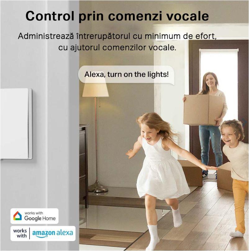 TP-LINK TAPO S220 intrerupator inteligent dublu (NECESITA HUB TAPO), Wireless: 868 MHz, incarcare maxima: 600 W LED/600W CFL/1000W INC/1000WFTL/Ventilator de 50 W, Dimensiuni: 87.1 × 86 × 41 mm, Alimentare: 2× Baterii AAA 1.5 V - imagine 6