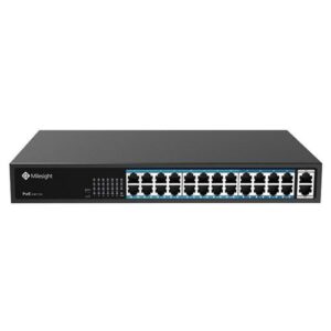 Alternative view of POE Switch Milesight 24 Porturi POE MS-S0224-GL, Porturi: 24X10/100MbpsPoEports(RJ45)+2X1000Mbps uplink ports, Alimentare: Built- in switching power supply AC 100~240 V, 50-60 Hz, 5A; Standard POE: IEEE802.3af/at; Buget POE: max. 400W, max 30W per port, Temperatura de functionare:-20℃~55℃; IP30